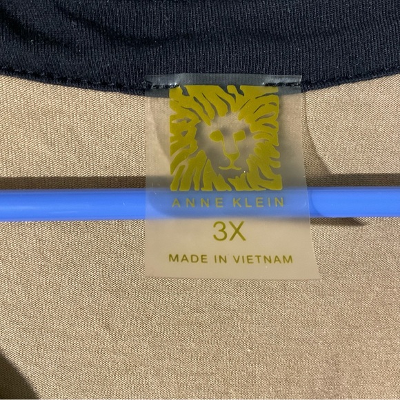 Anne Klein Vintage Beige White & Black V neck Long SL Pullover Top 3X - Picture 3 of 4